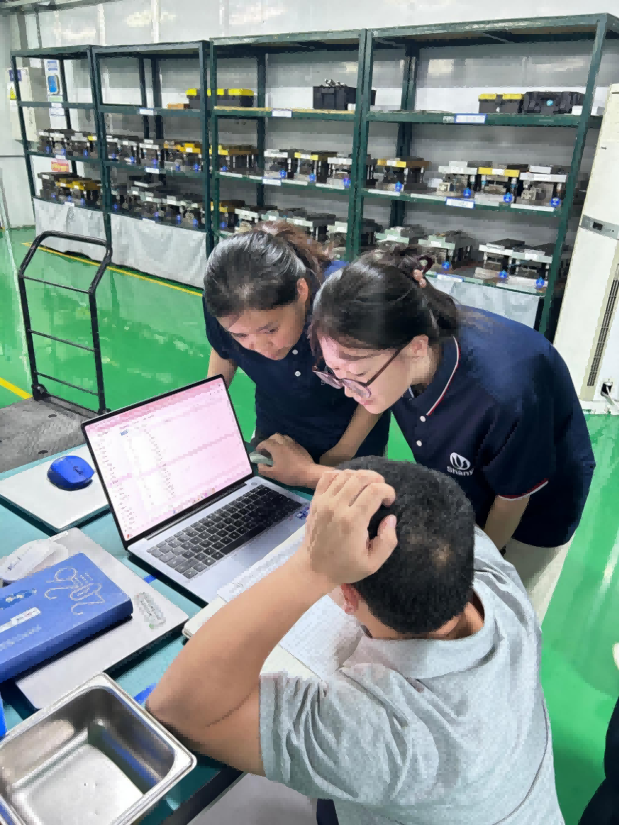Reviewing digital information during the site visit.